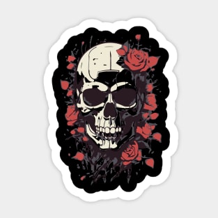 skull with roses tattoo Sticker